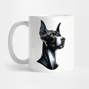 Stunning and Cool American Hairless Terrier Monochrome and Gold Portrait for Father's Day Mug